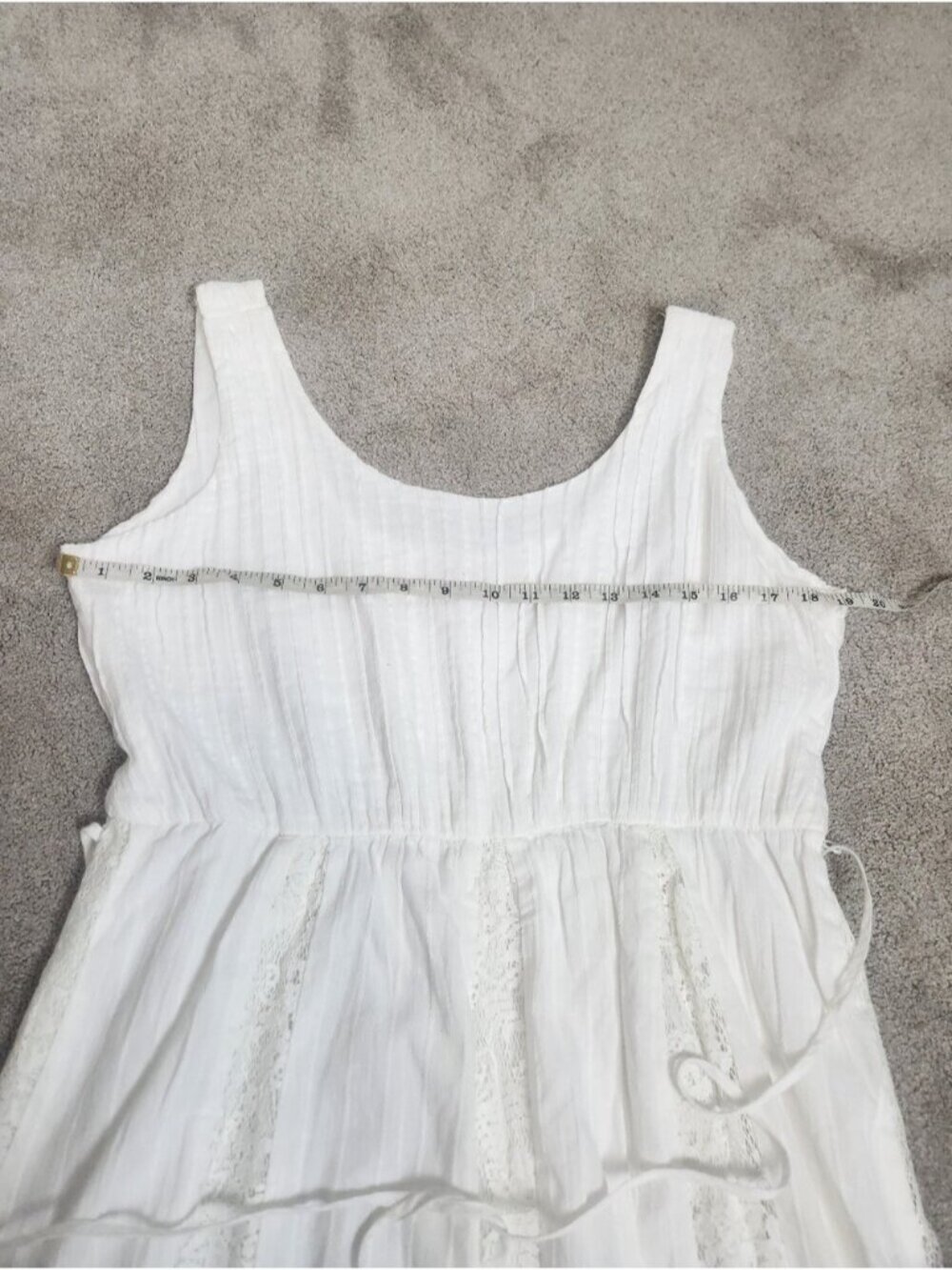Adelyn Rae 100% Cotton White Eyelet Lace Sleeveless Maxi Dress Size Large Beach - Picture 7 of 13